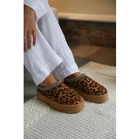Where's That From Women's 'Freeze' Flatform Embroidered Low Ankle Slipper Boots in Khaki | Size: 4