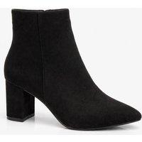 Spot On Women's Suedette Pointed Toe Block Heel Ankle Boots in Black | Size: 5