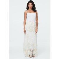 Izabel London Women's Crochet Texture High Waist Maxi Skirt in Beige | Size: S/M