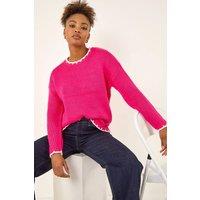 Roman Women's Stitch Detail Soft Knit Jumper in Fuchsia | Size: 10