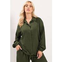 Yours Women's Collared Textured Jacket in Dark Olive | Size: 16