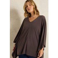 Evans Women's V-Neckline Cape Top in Brown | Size: 18