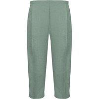 MyShoeStore Women's Elasticated Waist 3/4 Cropped Capri Trousers in Pale Green | Size: 22