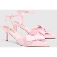 Coast Women's Ella Satin Ankle Strap Bow Detail Medium Stiletto Heel Court Shoes in Blush | Size: 6