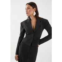 MissPap Women's Cinched Waisted Crop Blazer in Black | Size: 14