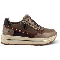 Infinity Leather Women's Mustang Lace-Up Trainers Platform Sneakers - M0332001 in Light Brown | Size: 6.5