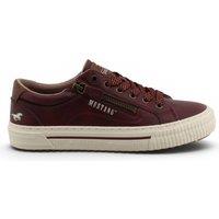 Infinity Leather Women's Mustang Faux Leather Trainer Sneaker Casual Shoes - M0112011 in Burgundy | Size: 5.5