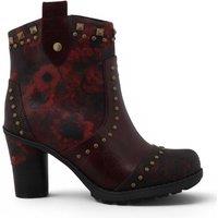 Infinity Leather Women's Mustang Floral Heeled Ankle Boots - M0162012 in Burgundy | Size: 6.5