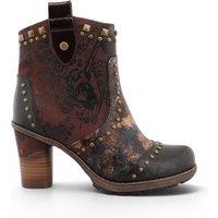 Infinity Leather Women's Mustang Floral Heeled Ankle Boots - M0162012 in Brown | Size: 5.5