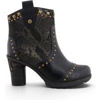 Infinity Leather Women's Mustang Floral Heeled Ankle Boots - M0162012 in Black | Size: 6.5