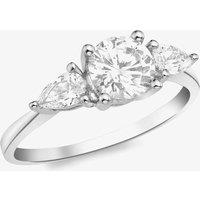 T.H.Baker Women's 9ct White Gold Three Stone Crystal Ring (M) 5.84.7691 M in Silver | Size: Medium