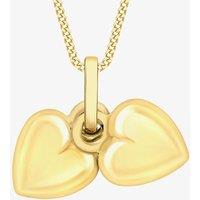 T.H.Baker Women's 9ct Yellow Gold Double Heart Necklace 1.61.0083 | Size: 18 inches