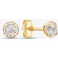 T.H.Baker Women's 9ct Yellow Gold 4mm Round Crystal Stud Earrings 1.58.6989