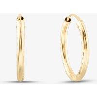 T.H.Baker Women's 9ct Yellow Gold 15mm Diamond-Cut Sleeper Hoop Earrings 1.53.9899