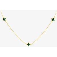 T.H.Baker Women's 9ct Yellow Gold Malachite Petal Necklace 1.19.1620 | Size: 43 cm