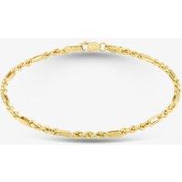 T.H.Baker Women's 9ct Yellow Gold Diamond Cut Figaro Rope Bracelet 1.22.1171