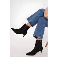 Down To Earth Women's Suedette Kitten Heel Ankle Boots in Black | Size: 7