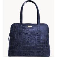 Assots London Women's EVA' Croc Embossed Real Leather Designer Unlined Tote Bag in Navy