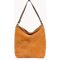 Assots London Women's 'TINA' Suede Real Leather Unlined Slouchy Shopper Tote Bag in Tan