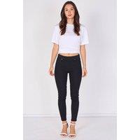 ELAINA FASHION Women's High Waisted Skinny Fit Stretch Jeans in Black | Size: 14