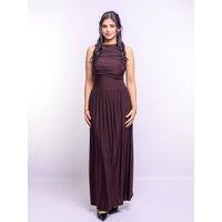 AVINCI Women's BROWN DRAPED BODICE JERSEY FLOWY SKIRT STYLE EVENING DRESS | Size: 8