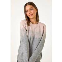 Roman Women's Sparkly Colour Block Knitted Jumper in Light Pink | Size: 10