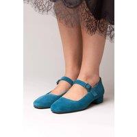 Moshulu Women's 'Hebei' Front Buckle Block Heels in Teal | Size: 4