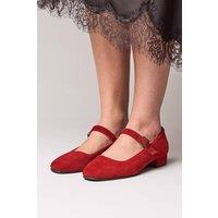 Moshulu Women's 'Hebei' Front Buckle Block Heels in Crimson | Size: 4