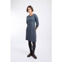Weird Fish Women's Starshine Printed Jersey Dress in Mid Navy | Size: 14