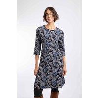 Weird Fish Women's Starshine Printed Jersey Dress in Navy | Size: 22