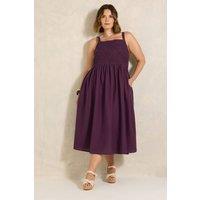Evans Women's Cornelli Linen Maxi Dress in Purple | Size: 26-28