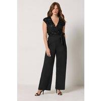 M&Co Women's 2 In 1 Sequin Jumpsuit in Black | Size: 14