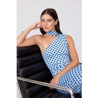 WOVCOR Women's Shawl Neck Sleeveless Bodycon Midi Dress in Light Blue | Size: XS