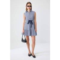 WOVCOR Women's Belted Shirt Collar Skater Mini Dress | Size: 10