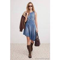 WOVCOR Women's Sleeveless Asymmetric Midi Denim Dress in Blue | Size: 6