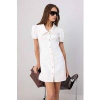 WOVCOR Women's Collared Balloon Sleeve Button Front Mini Dress in White | Size: 4