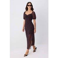 WOVCOR Women's Heart Neck Short Sleeve Shift Maxi Dress in Black | Size: 6