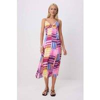 WOVCOR Women's V Neck Sleeveless Slip Midi Satin Dress | Size: 14