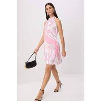 WOVCOR Women's Halter Neck Sleeveless Mini Shift Dress in Pink | Size: 8