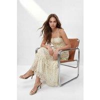 WOVCOR Women's Square Neck Thin Strap Ruffle Detail Fit & Flare Maxi Dress | Size: Medium