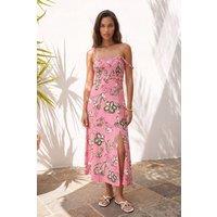 WOVCOR Women's Square Neck Thin Strap Slit Midi Dress | Size: Medium