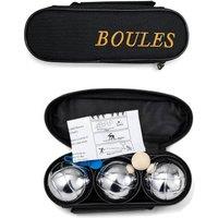 NESTLUNE 3 French Boules Set Chrome Steel Petanque Balls in Silver | Size: 0-12 m