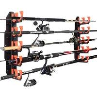 NESTLUNE Fishing Rod Holder Wall Mount Rack for Garage Storage Holds in Black | Size: 0-12 m