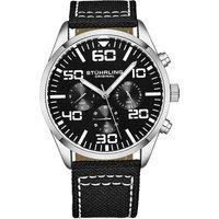 STHRLING Original Men's Quartz Aviator Chrono Watch with Contrast Stitched Strap in Black