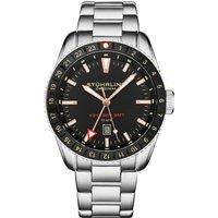 STHRLING Original Men's Voyager GMT Quartz GMT Diver Watch with Stainless Steel Bracelet in Black