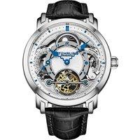 STHRLING Original Men's Celestial Timekeeper 1017 Dual Time Automatic 44mm Skeleton Watch in Silver