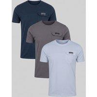 Firetrap Men's 3 Pack Regular Fit Cotton Pocket Tees | Size: Small