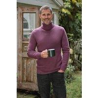 WoolOvers Men's Mens Lambswool Polo Neck Jumper in Plum | Size: 2XL