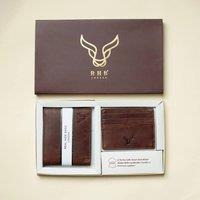 Real Hide Bags Men's 'THE PRESTIGE COMBO' Gift Set of Genuine Leather Wallet & Cardholder in Brown