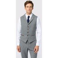 Antique Rogue Men's Herringbone Tweed Slim Fit Waistcoat in Grey | Size: 52R